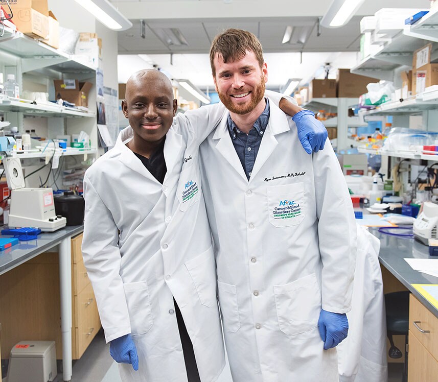 matthew smiling after donating make-a-wish to his doctor's research
